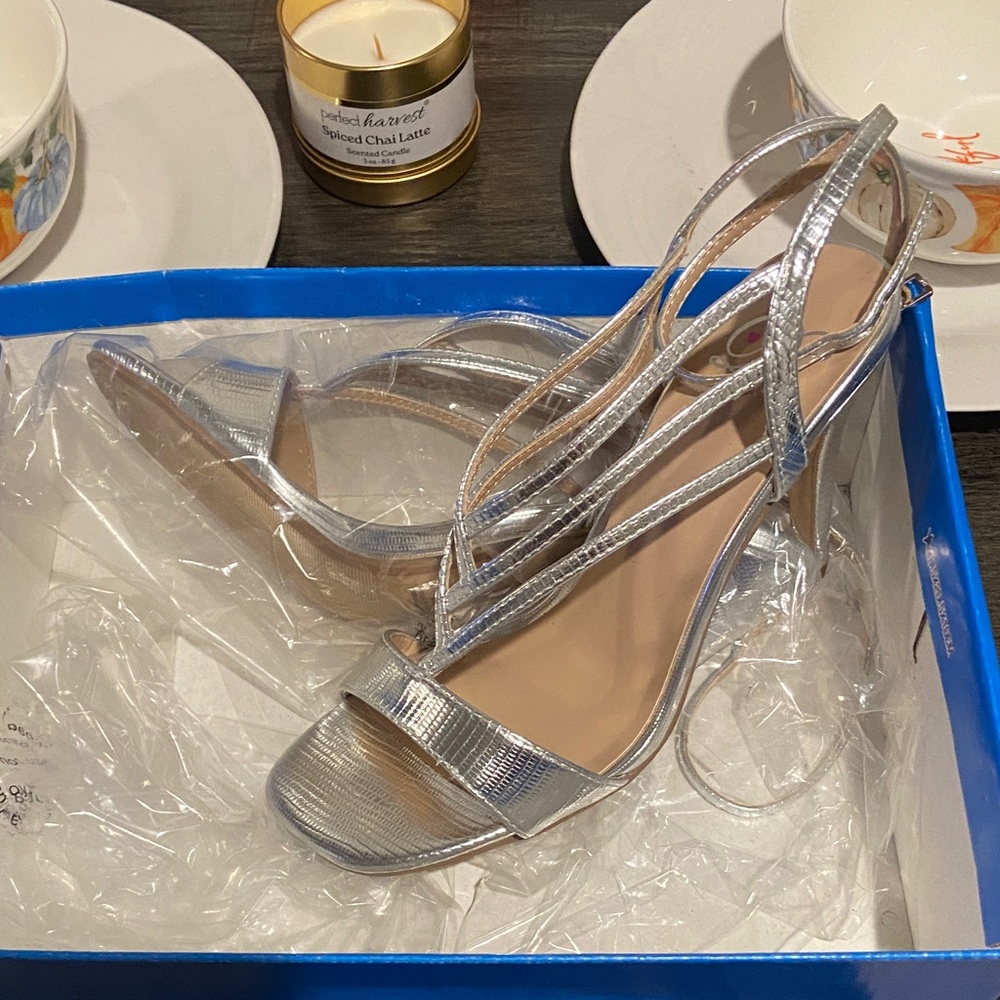 Silver Strappy Women's Heels